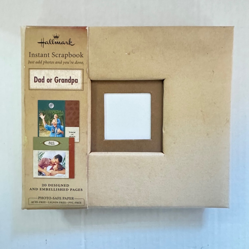 VTG Hallmark Instant Scrapbook Dad or Grandpa 20 Embellished Pages Photo Album